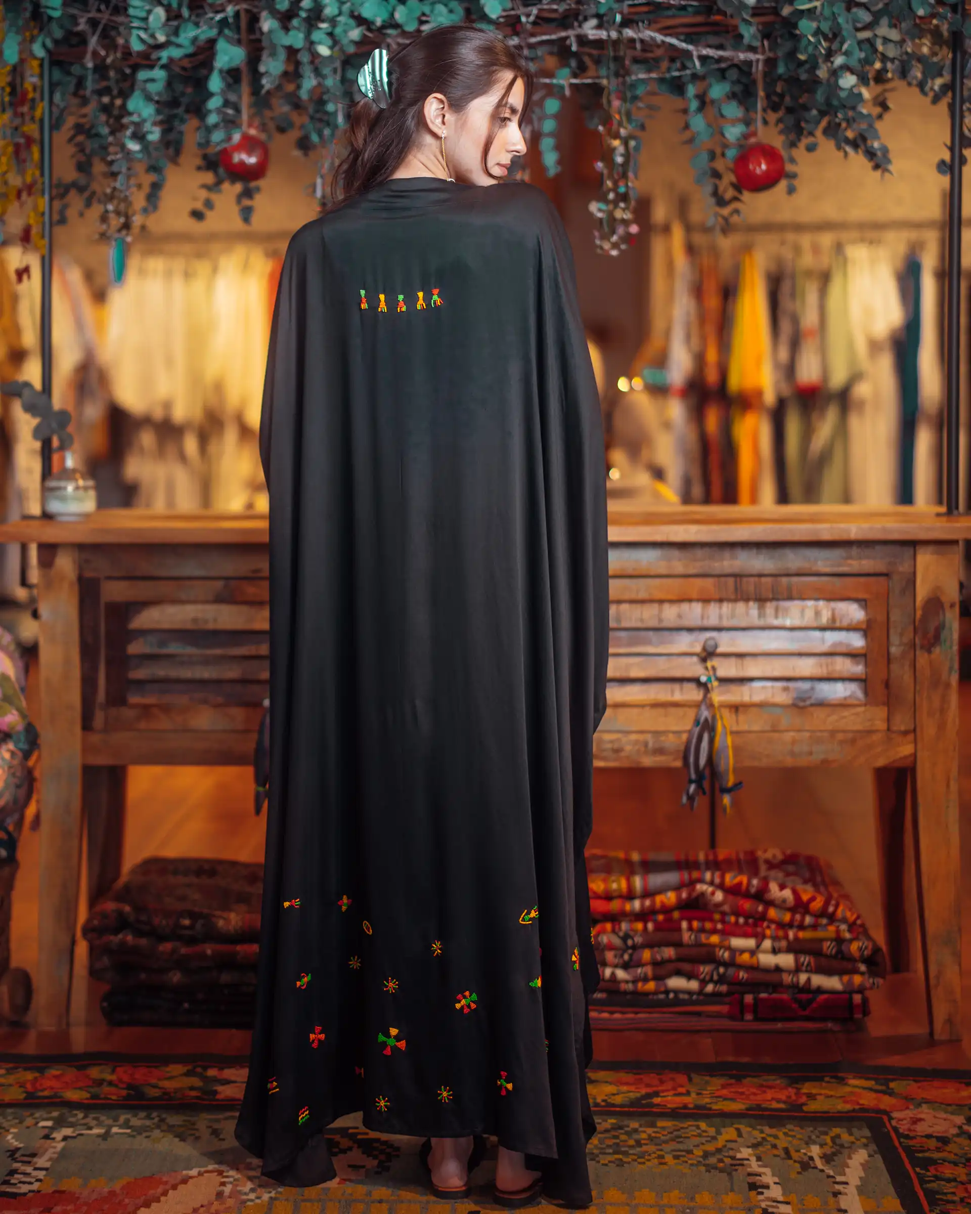Elegant Abaya, Handmade, embroidery colourful